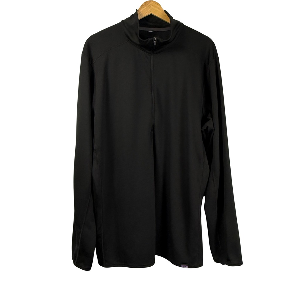 Patagonia Mens‎ XXL Capilene Midweight Baselayer 1/4 Zip Polartech Black 44445